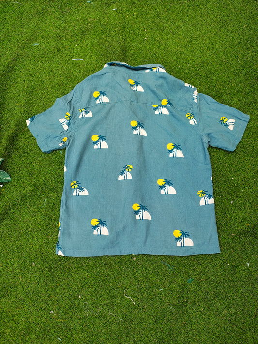 USADO – Camisa verde estampada palmeras LEFTIESMAN Relaxed Fit (Talla S)