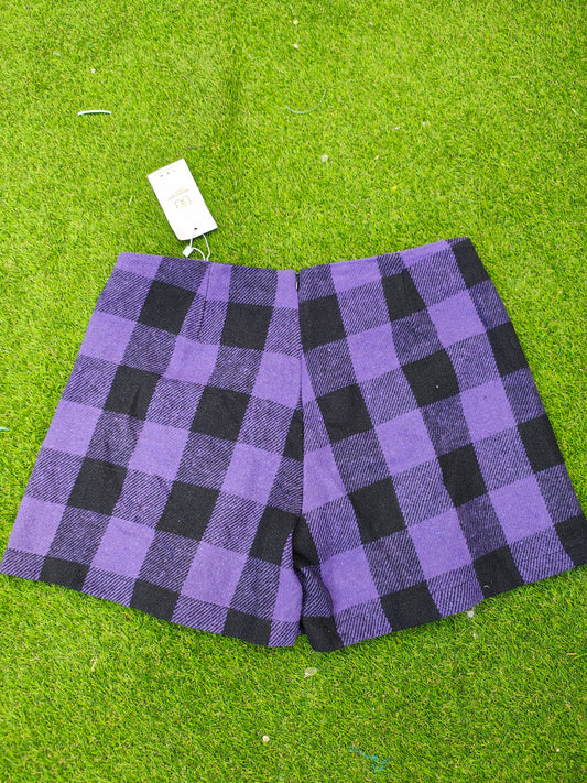 NUEVO  – Short falda de cuadros morado y negro VALENTINA (Talla XL)