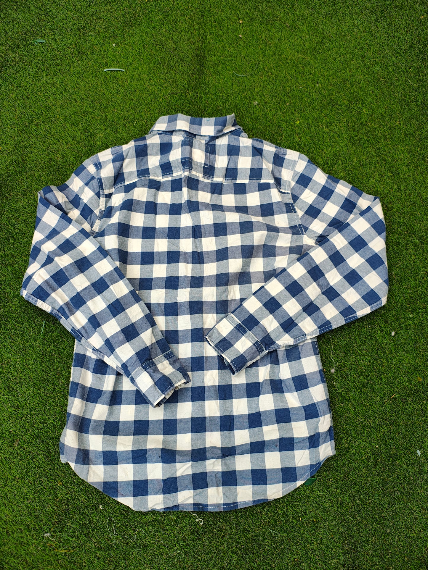 USADO – Camisa de cuadros azul y blanco hollister Stretch (Talla XS