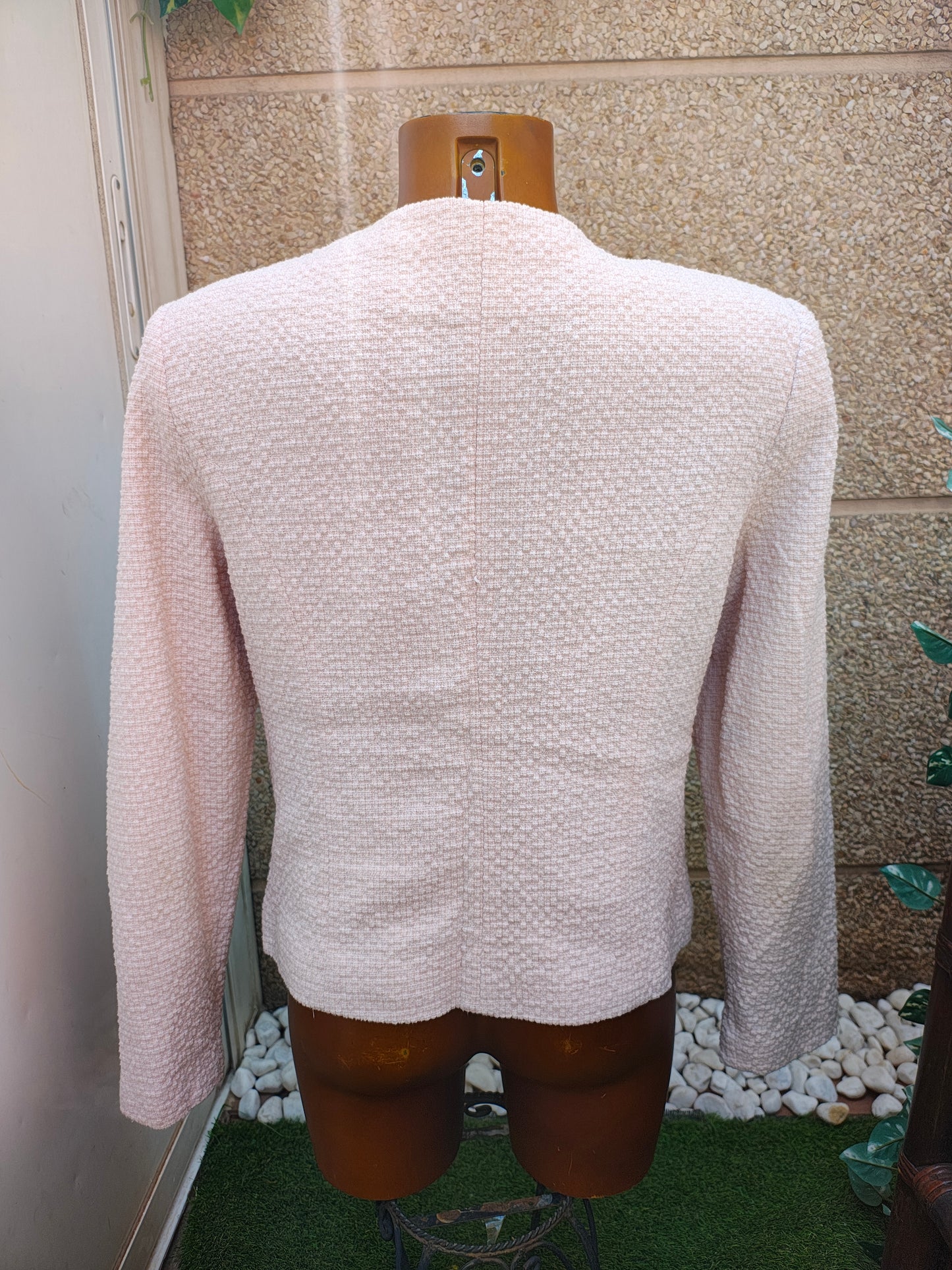 USADO – Chaqueta tweed rosa claro con cremallera EASY WEAR (Talla L)