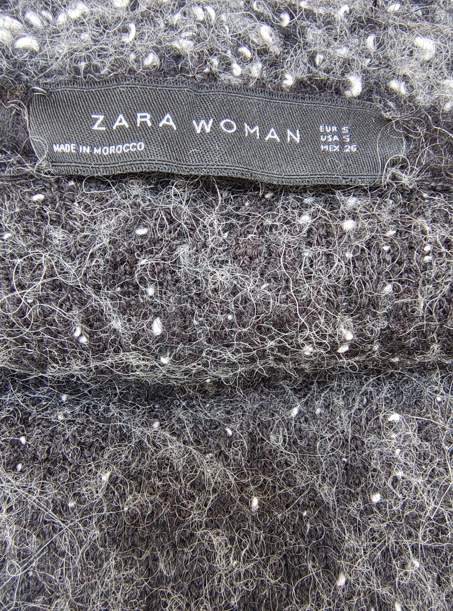 USADO – Cárdigan largo gris jaspeado de lana con bolsillos ZARA Woman (Talla S)