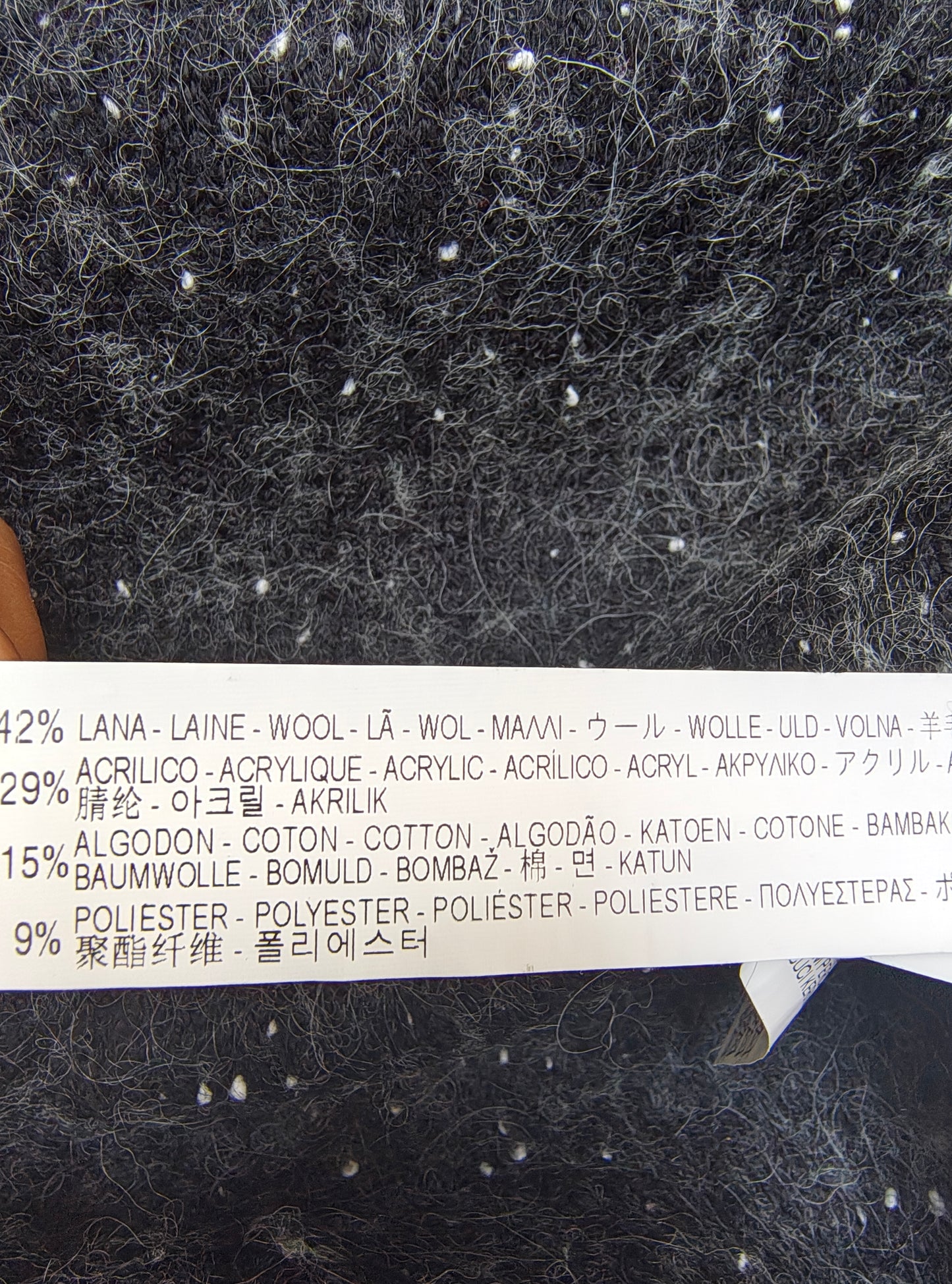 USADO – Cárdigan largo gris jaspeado de lana con bolsillos ZARA Woman (Talla S)