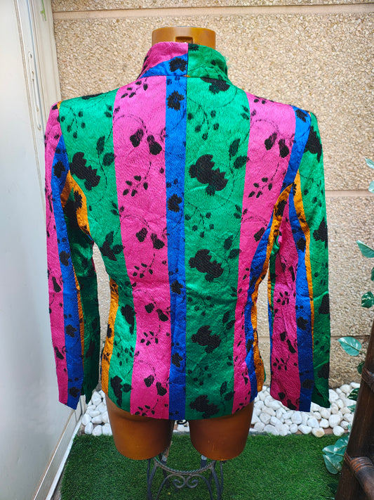USADO – Blazer vintage multicolor con estampado floral (Talla aprox S)