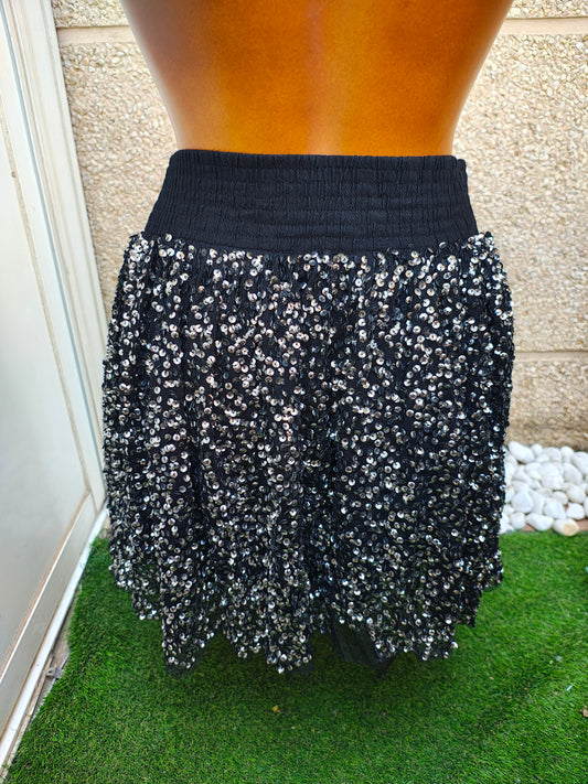 USADO – Falda negra con lentejuelas MANGO Suit (Talla XS)