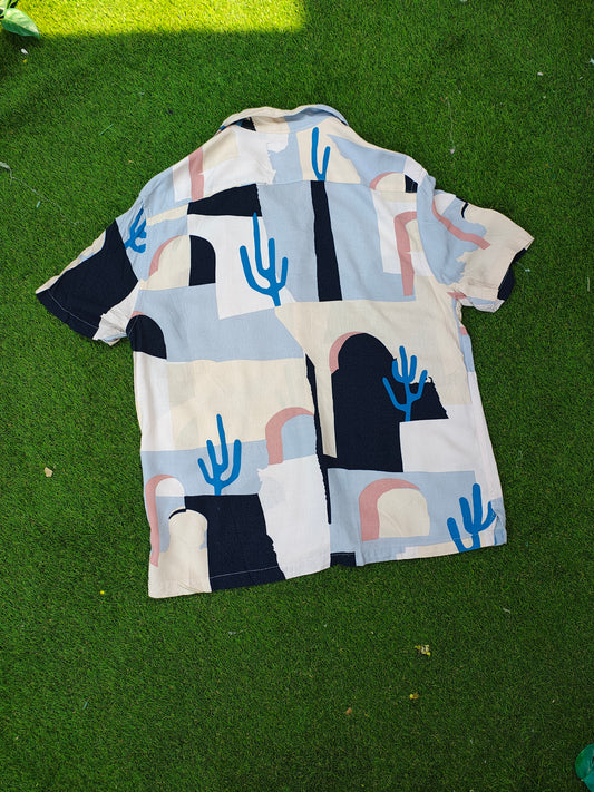 USADO – Camisa manga corta estampada multicolor Lefties Man Relaxed Fit (Talla S / EUR 38)