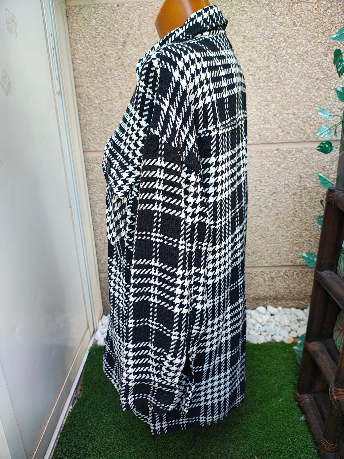 USADO – Sobrecamisa de cuadros blanco y negro Pull&Bear (Talla M)