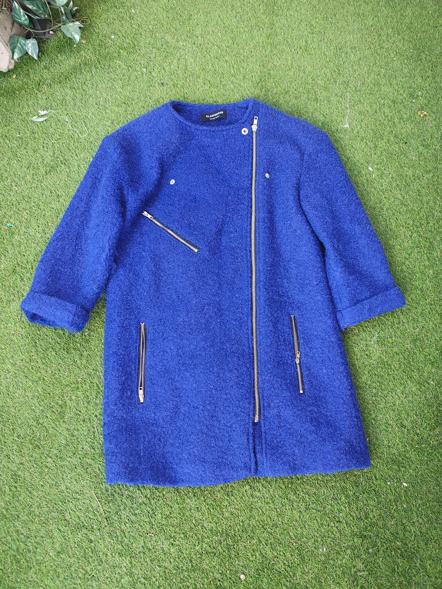 USADO – Abrigo azul eléctrico estilo biker Glamorous (Talla XS)