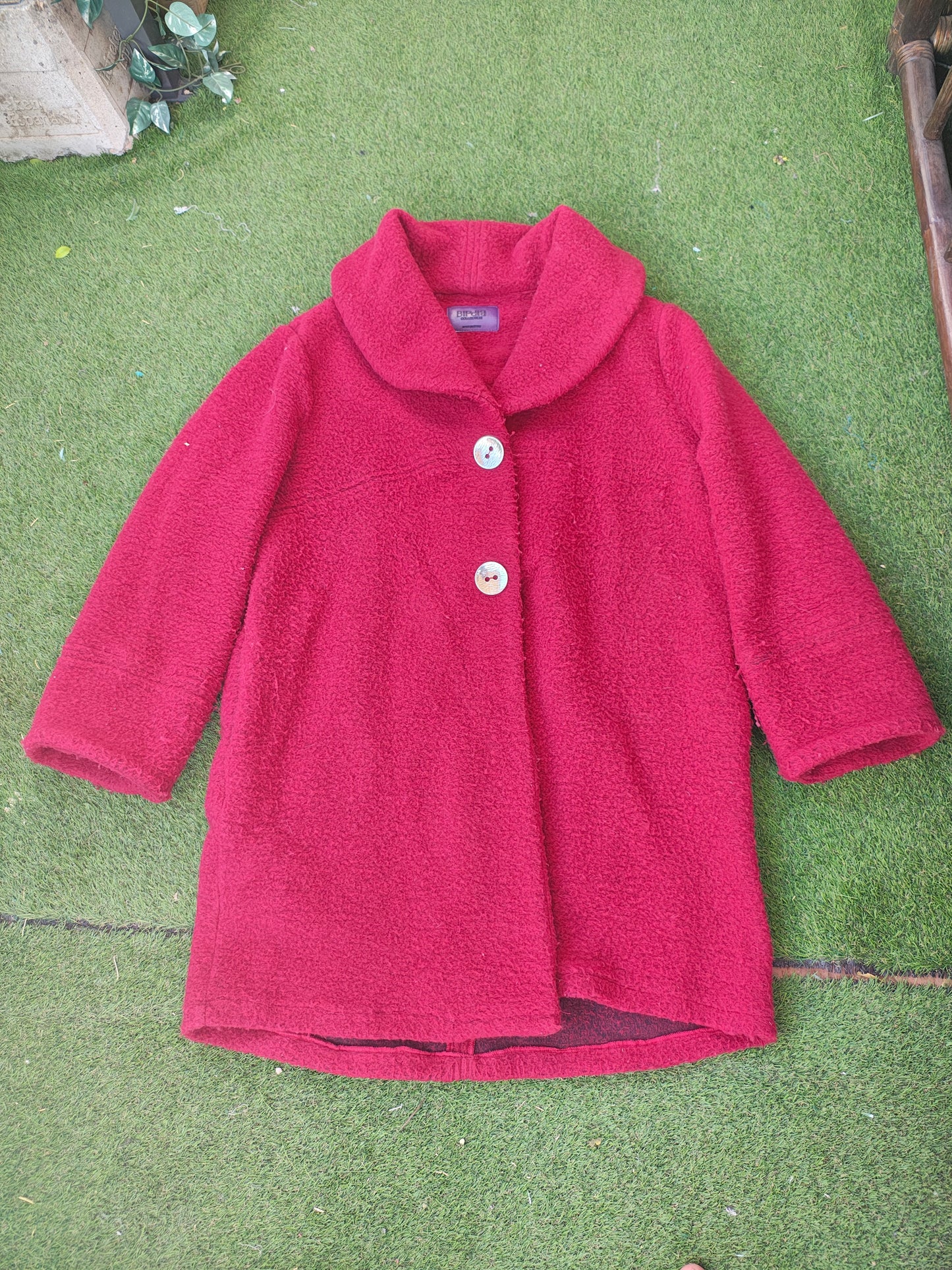 USADO – Abrigo rojo de lana con cuello envolvente BIP BIP (Talla XXL)