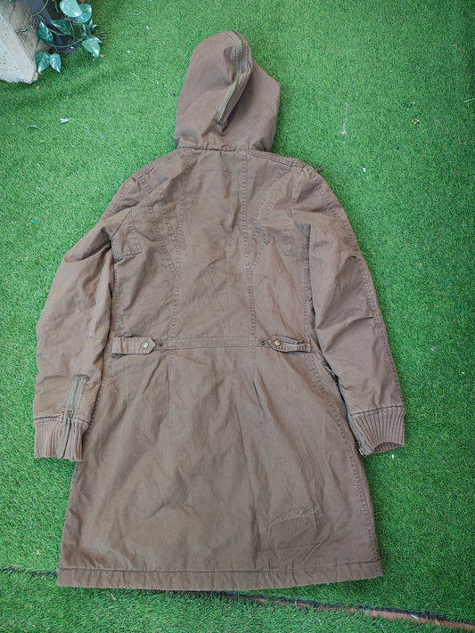 USADO – Parka marrón con capucha BLANCO (Talla 36)