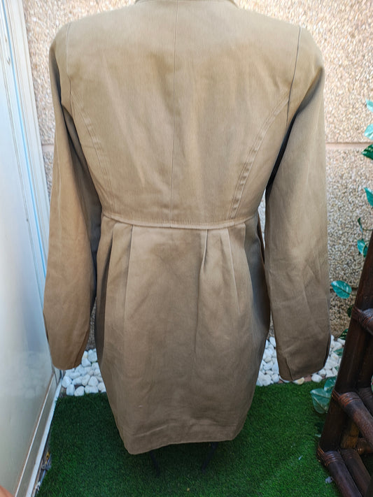 USADO – Abrigo marrón de algodón con corte femenino Bershka (Talla EUR L / MEX 30)